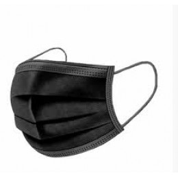 Маска медична нестерильна трьохшарова чорна 22006